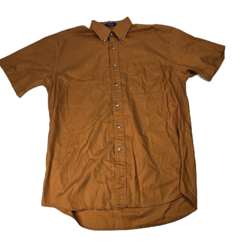 Pendleton Shirt Mens Medium Tan Brown Short Sleeve Button Up Vintage Cotton